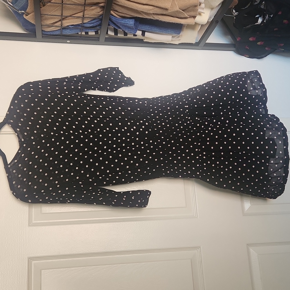 Ganni Monette Georgette Dress in Black Polkadot Size 36/ US4 - Picture 10 of 10